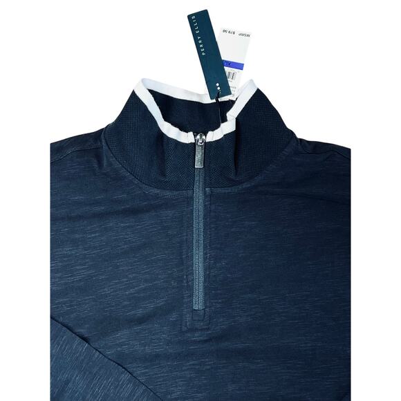 Perry‎ Ellis Black 1/4 Zip Up Polo Style Sweater X LARGE NWT 90s Inspired Casual - Picture 6 of 8